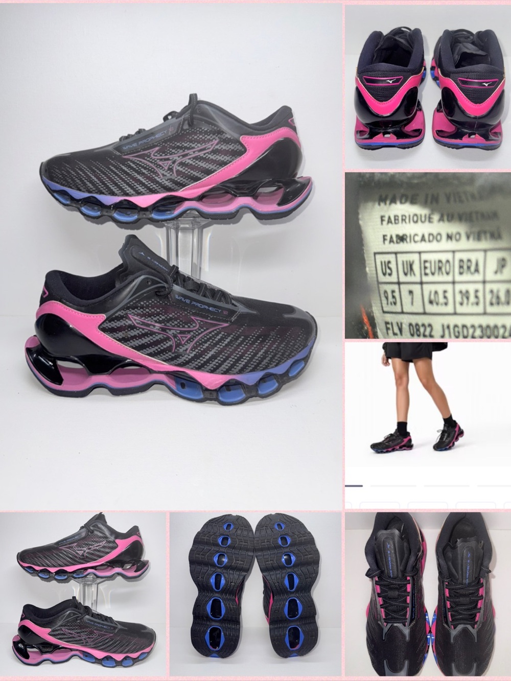 MIZUNO WAVE PROPHECY 12 Black Sneakers with Pink and Blue Accents